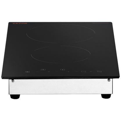 US Local VEVOR Built In Electric Stove Top, 20 X 11.6 Inch 2 Burners, 240V Glass Radiant Cooktop With Sensor Touch Control, Timer & Child Lock Included, 9 Power Levels For Simmer Steam Slow Cook Fry