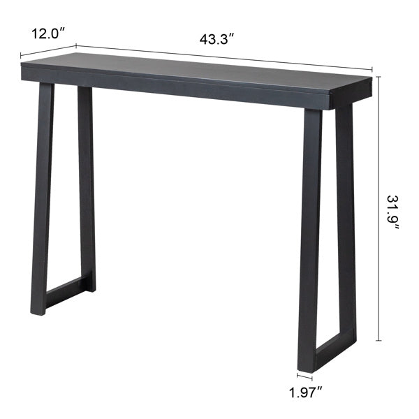 US Local Black Trapezoidal Leg Tabletop With Edge Pine Entrance Table