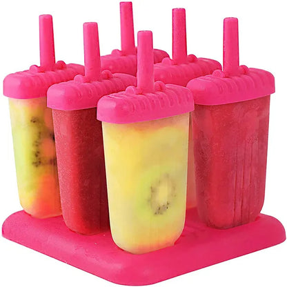 US Local 6Pcs Popsicle Molds Reusable Ice Cream DIY Ice Maker Ice Bar Maker Plastic Popsicle Mold For Homemade Iced Snacks