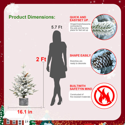 US Local 2,3,4,5,6ft PE PVC Decorated Flocking Basin Tree Artificial Christmas Tree