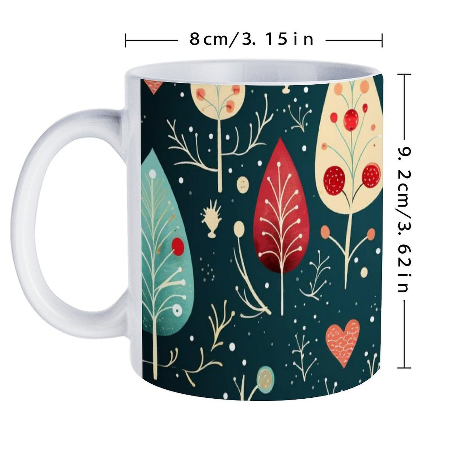 POD US Local White mug with full print, Christmas Tree, Snowflakes 0101