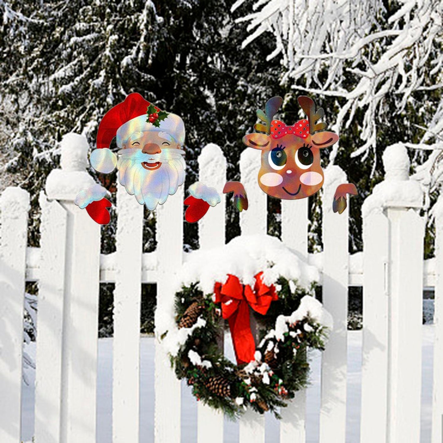 US Local Garden Custom Santa Claus Design Christmas Fence Decoration Set