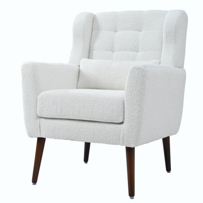US Local Modern Upholstered Chairs, Teddy Fabric Living Room Chairs, Comfortable Reading Chairs, Medieval Upholstery Chairs, Chaise Longues Armchairs For Living Room Bedrooms - White