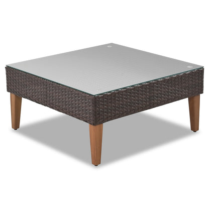 US Local 4-Piece Outdoor Wicker Sofa Set, L-Shape Patio Furniture With Colorful Pillows