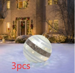 US Local Christmas Ornament Ball Outdoor Pvc 60CM Inflatable Decorated Ball PVC Giant Big Large Balls Xmas Tree Decorations Toy Ball