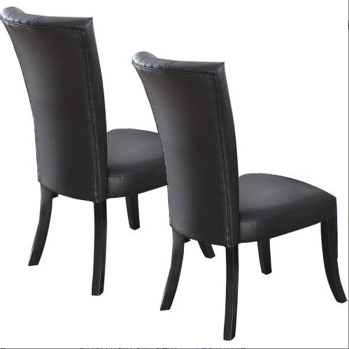 US Local Black Faux Leather Upholstered Lines Back Set Of 2pc Chairs Dining Room Wide Flair Back Chair