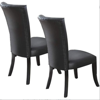 US Local Black Faux Leather Upholstered Lines Back Set Of 2pc Chairs Dining Room Wide Flair Back Chair
