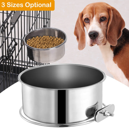 US Local 1Pc M Size Stainless Steel Dog Bowl Pets Hanging Food Bowl Detachable Pet Cage Food Water Bowl With Clamp Holder