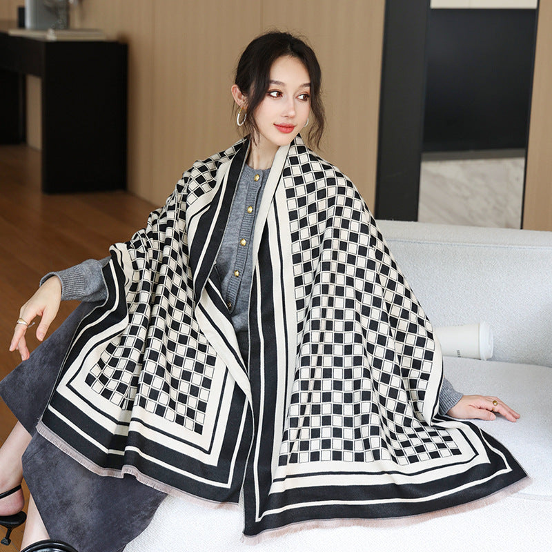 US Local Female Versatile Fashion Thickened Warm Cashmere Scarf