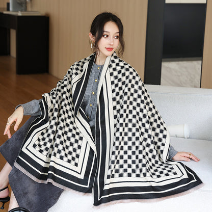 US Local Female Versatile Fashion Thickened Warm Cashmere Scarf