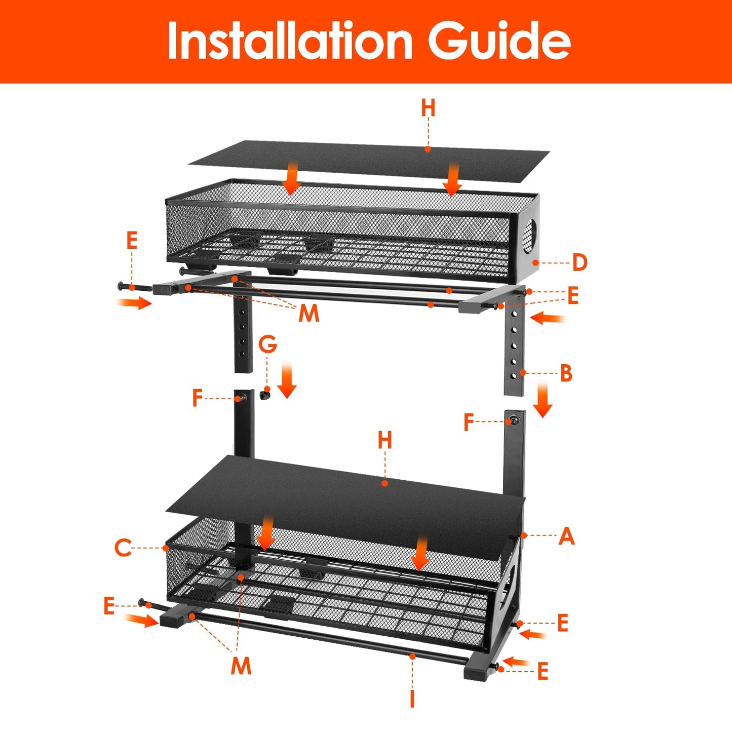 US Local 2Pcs Under Sink Organizer 2 Tier Pull Out Cabinet Baskets Storage Shelf Sliding Storage Drawers Rack With 5 Adjustable Height Mesh Baskets For Home Kitchen Bathroom Office