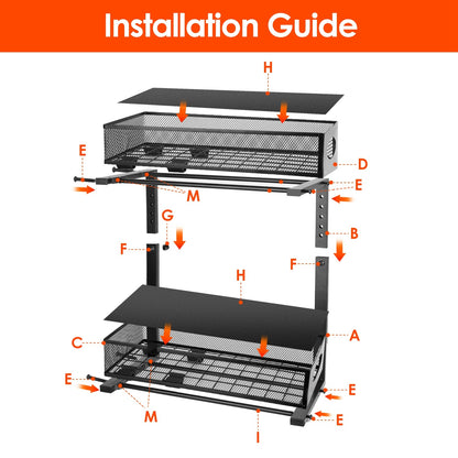 US Local 2Pcs Under Sink Organizer 2 Tier Pull Out Cabinet Baskets Storage Shelf Sliding Storage Drawers Rack With 5 Adjustable Height Mesh Baskets For Home Kitchen Bathroom Office
