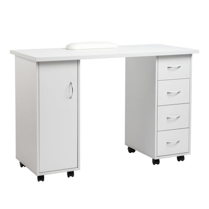 US Local White 120X54X81cm One Door Four Drawers Computer Desk Nail Art Table 1PC