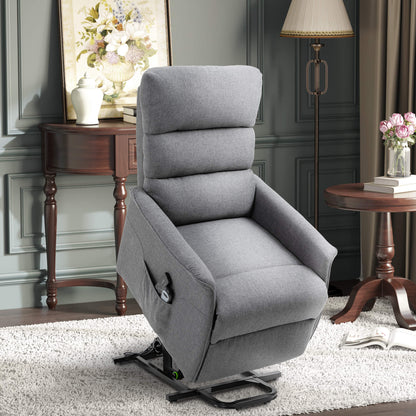 Power Lift Assist Recliner Chair For Elderly, Linen Fabric, Remote Control, Electric Sofa, Gray