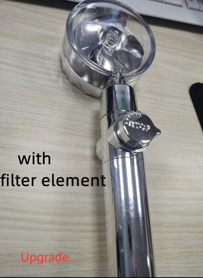 Turbo Propeller Shower Head Water Saving High Preassure Flow 360 Degrees With Fan Extension Showerhead Rainfall With Holder