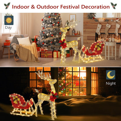 US Local 4ft Gold Single Deer Sled Yard Elk Decoration