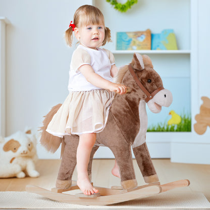 US Local Kids Plush Toy Rocking Horse Pony Toddler Ride on Animal for Girls Birthday Gifts with Realistic Sounds