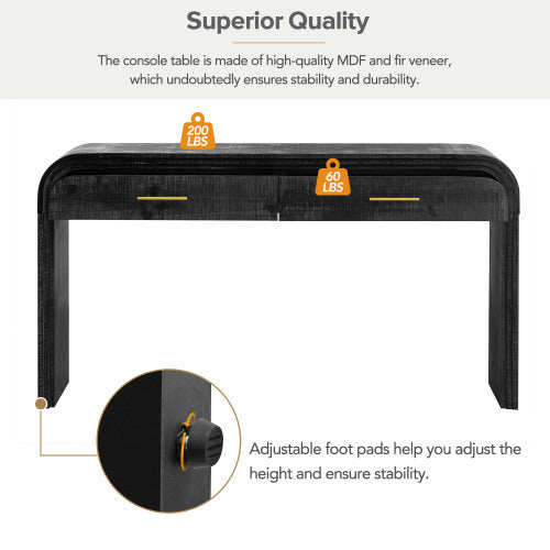US Local Unique Retro Silhouette Console Table, Open Style, Two Top Drawers For Entrance, Dining Room, Living Room
