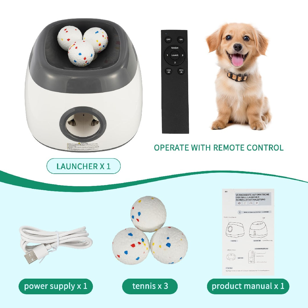 US Local Only Supports Self Pickup  Dog Ball Thrower, Automatic Ball Launcher, Indoor-Outdoor Interactive Dog Toy With Three Scopes, Includes Balls And A Data Cable, Grey-Green