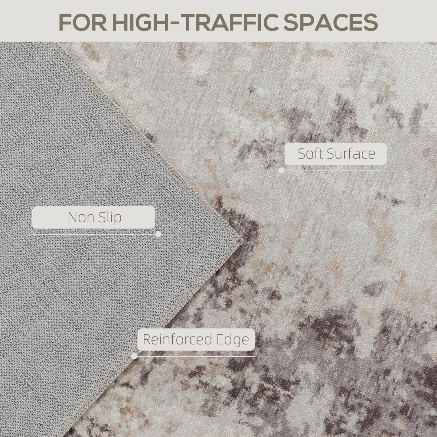 Machine Washable Area Rug 8x10, Non-Slip Modern Abstract Floor Carpet For Living Room, Bedroom, Dining Room, Mixed-Brown