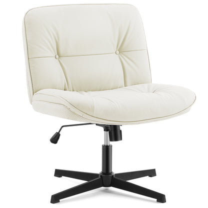 US Local Criss Cross Legged Chair, Armless Office Desk Wide Seat No Wheels, Swivel Height Adjustable Comfy