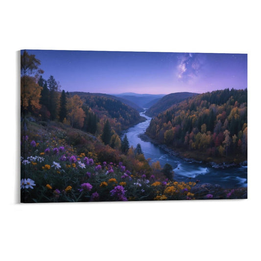 Decorative Interior Frame Painting Mountain-river-starry-autumn-1