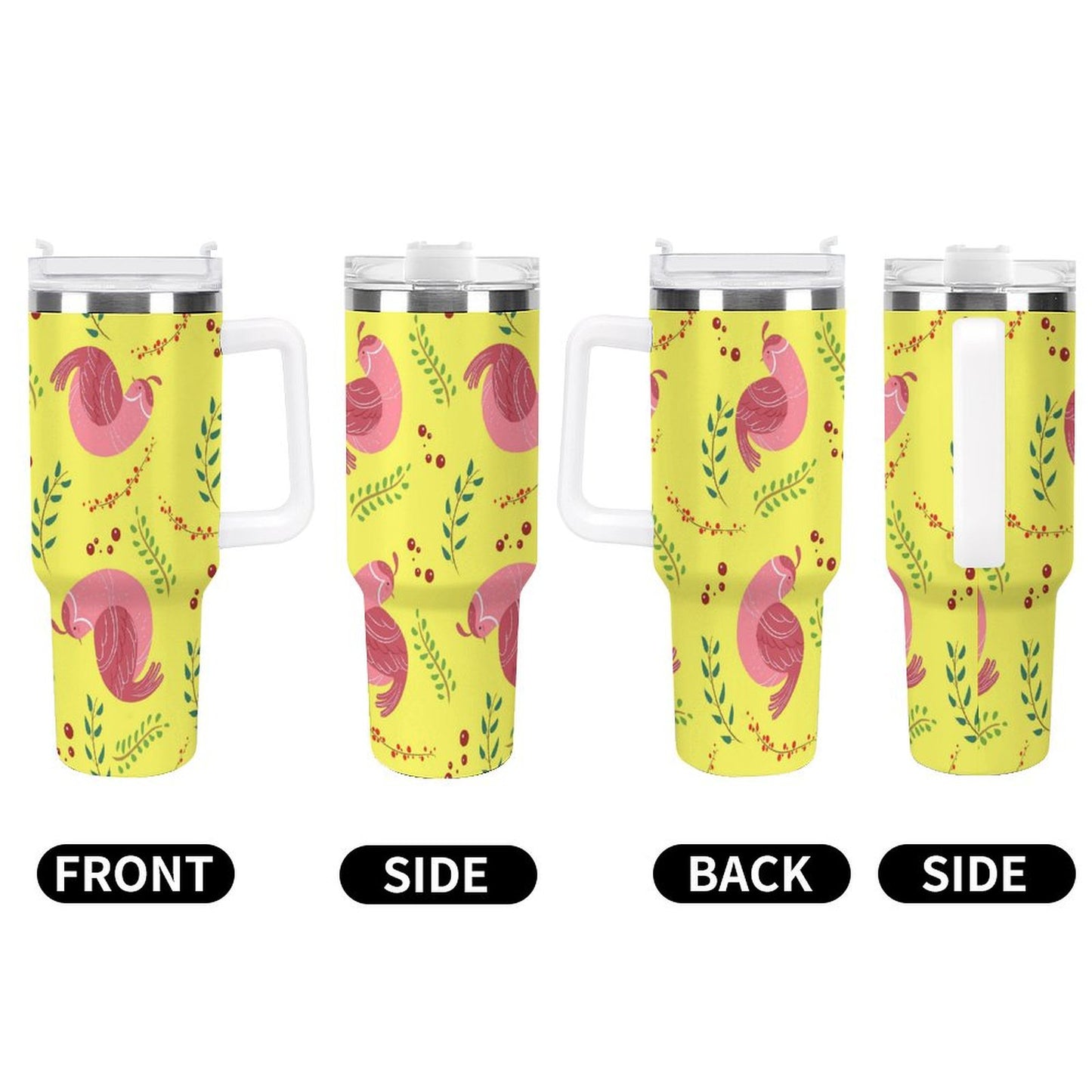 PHDT00285 POD US Local Tumbler 40 oz Large Capacity Car Cup Christmas Bird Pink Branches