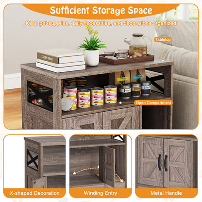 US Local Cat Litter Box Enclosure Hidden Cat Washroom Furniture With Storage