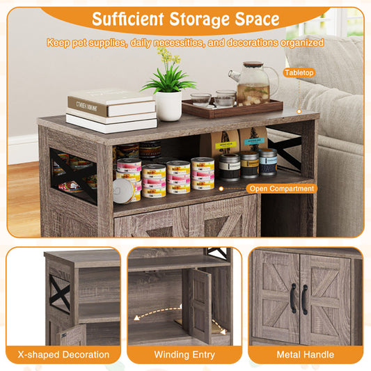 US Local Cat Litter Box Enclosure Hidden Cat Washroom Furniture With Storage