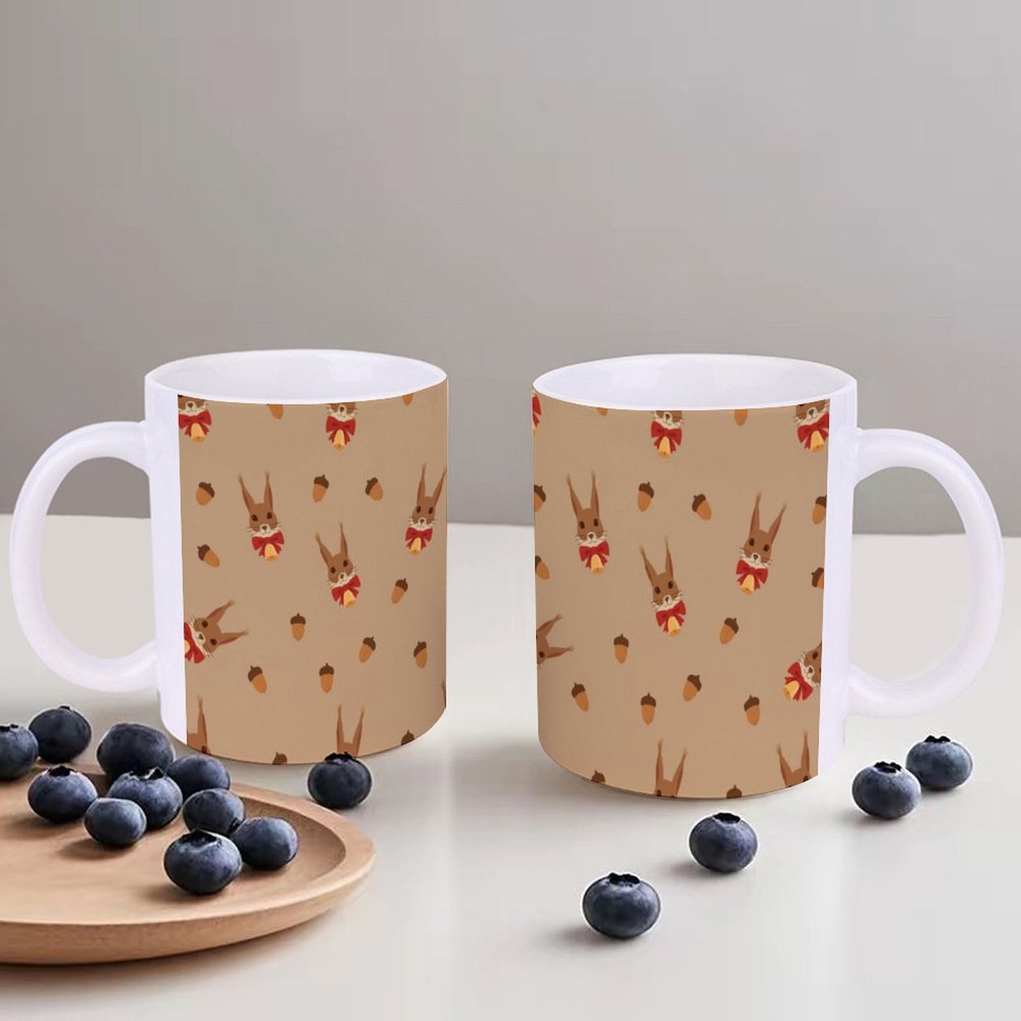 POD US Local White mug with full print, Christmas Squirrel Nuts 0015