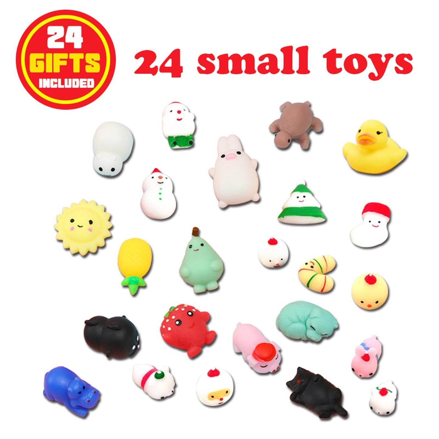 US Local Christmas Squeezable Gift Box, 24-compartment Countdown Blind Box, Squeezeable Cartoon Toy For Stress Relief.