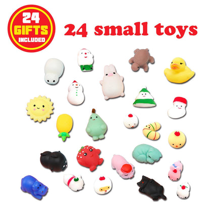 US Local Christmas Squeezable Gift Box, 24-compartment Countdown Blind Box, Squeezeable Cartoon Toy For Stress Relief.