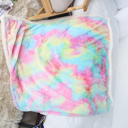 US Local 1 Piece Shaggy Blanket Plush Faux Fur Blanket For Bed Sofa Ultra Soft Luxury Sherpa Blanket Rainbow Colorful  Blanke
