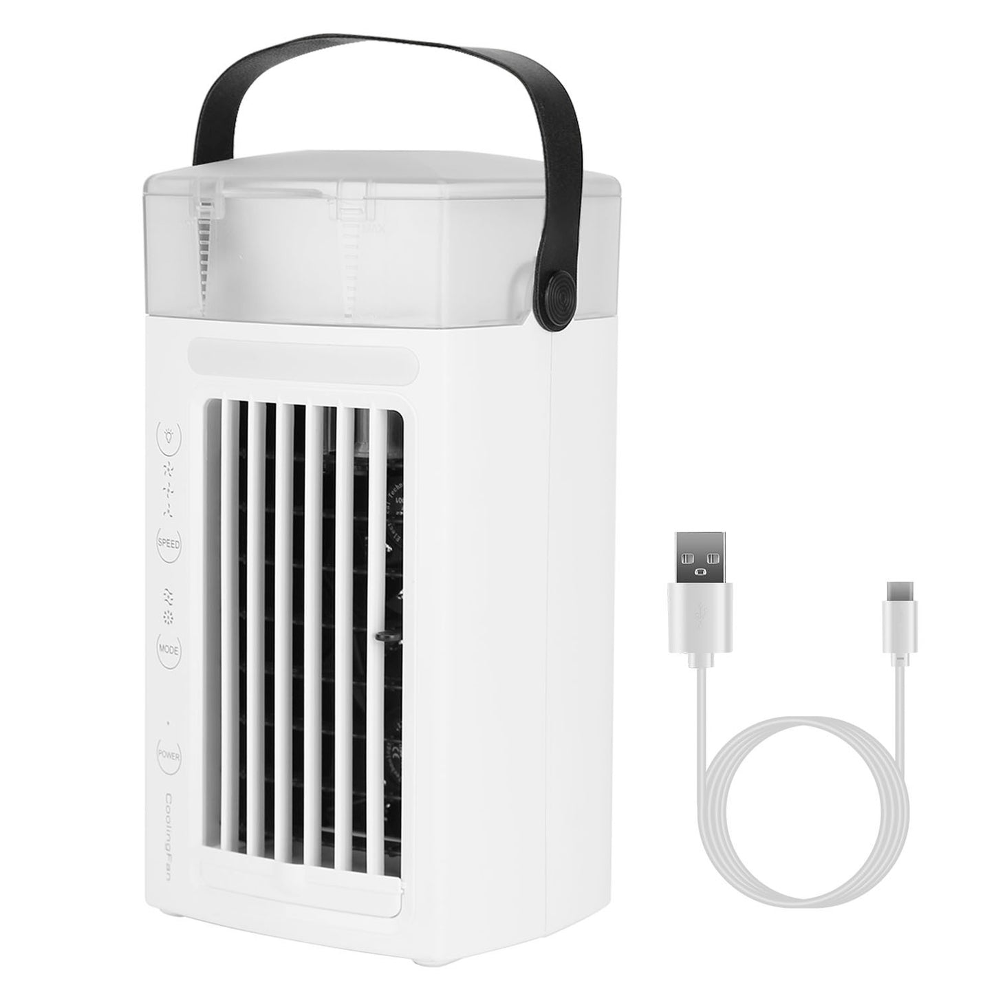 US Local 4 In 1 Portable Air Conditioner Fan Evaporative Air Cooler Water Mist Cooling Fan For Desktop 3 Speeds Nightlight