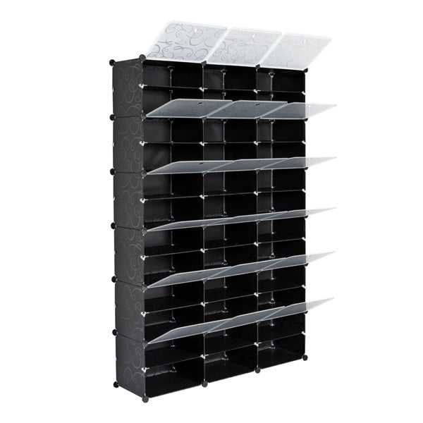 US Local 3 Rows, 12 Layers, 36 Compartments Plastic Shoe Box Storage Rack