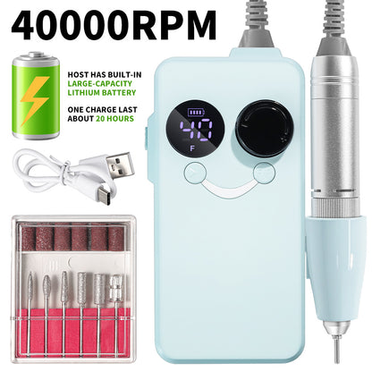 US Local 40000RPM Nail Drill Professional Cordless Electric Nail Drill Machine Rechargeable Portable Acrylic Gel Grinder Tools With 6 Bits And Sanding Bands For Manicure Pedicure Carve Polish