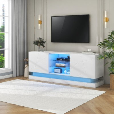 UK Local High Gloss TV Cabinet Stand Unit TV Entertainment Center,LED Modern TV Stand For 70 TV Home Storage Cabinet,160x38.5x60 Cm,Console Media Cabinet For Living Room