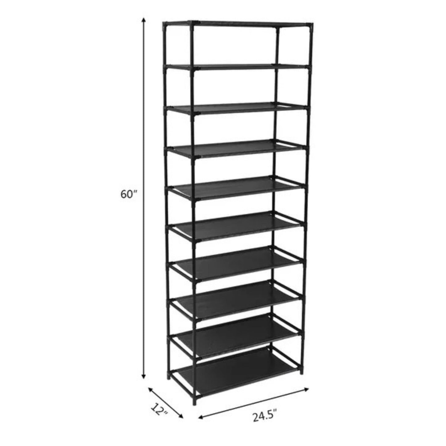 US Local 10 Tier Stackable Shoe Rack Storage Shelves - Stainless Steel Frame Holds 50 Pairs Of Shoes