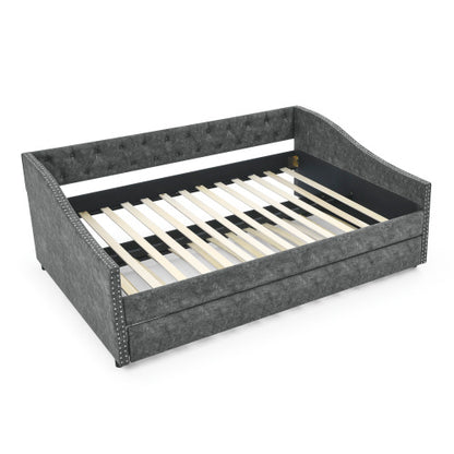 US Local The Full-size Sofa Bed Features A Double-sized Upholstered Tufted Sofa Bed On Wheels