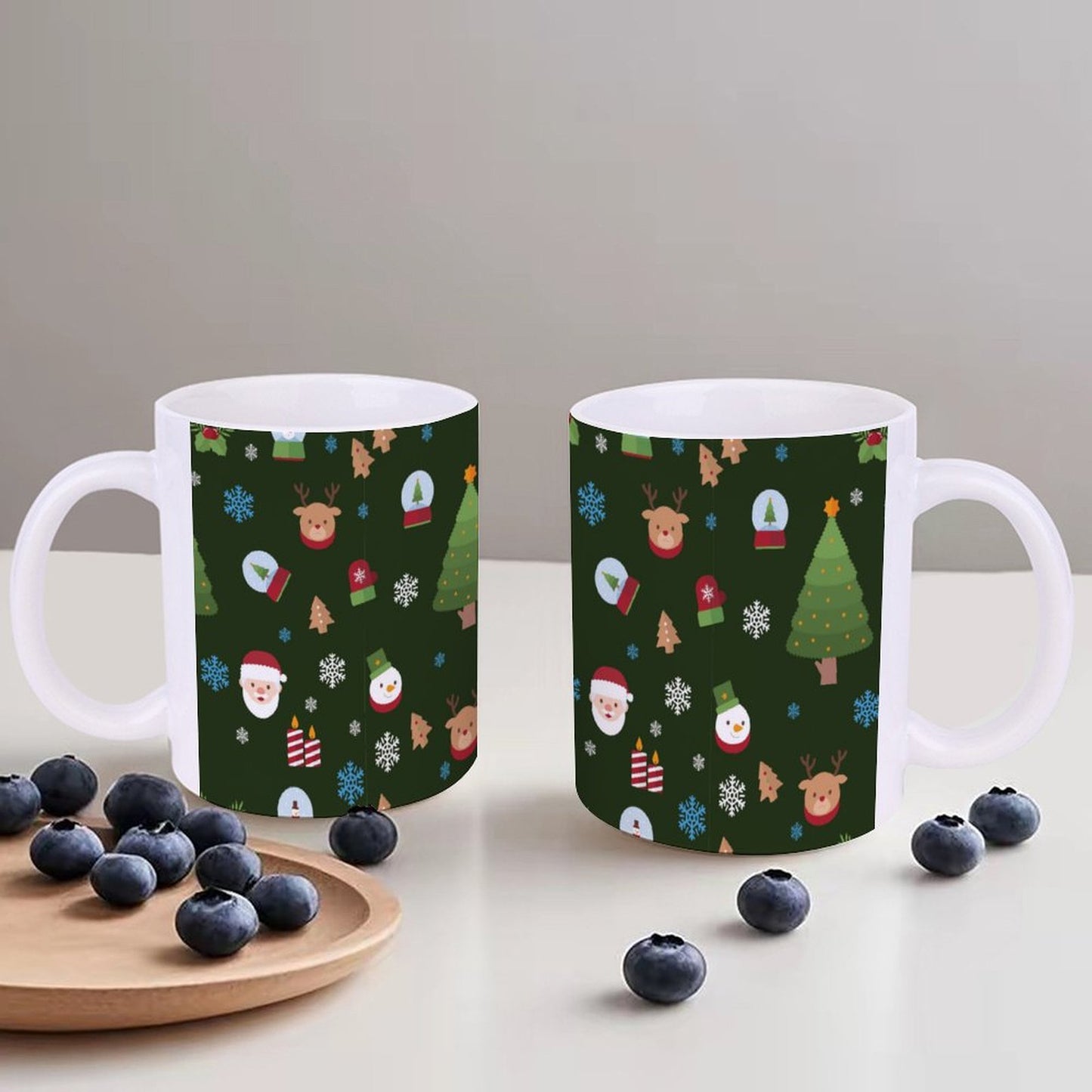 POD US Local White mug with full print, Christmas Tree Santa Snowflake Green 0013