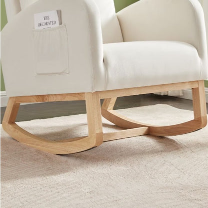 US Local Beige Velvet Rocking Chair