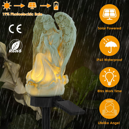 US Local 1Pc Solar Praying Angel Statue Garden Light LED Decoration Angel Lamp IP65 Waterproof Outdoor Decorative Landscape Solar Lawn Lamps For Yard Driveway Walkway Patio