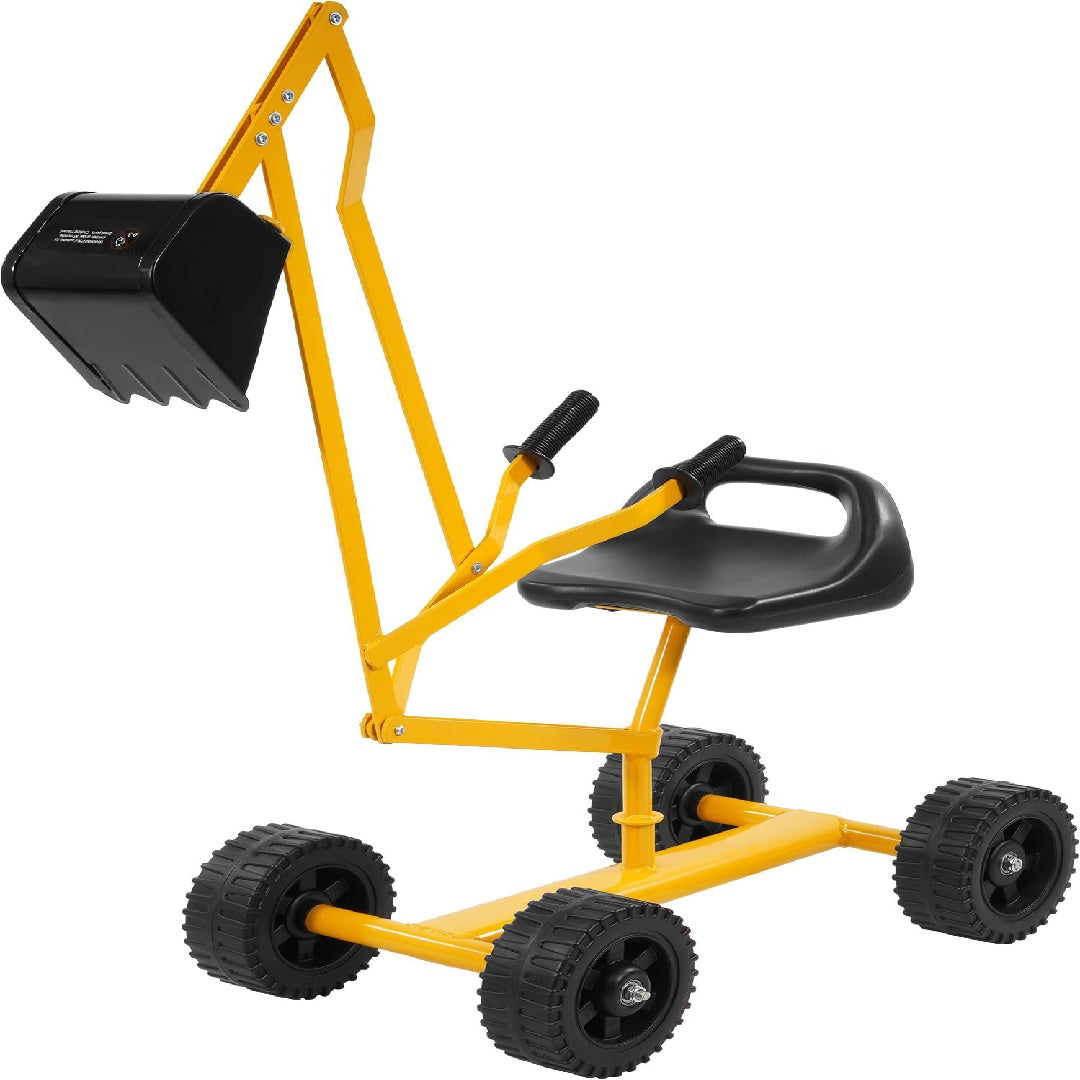 US Local Only Supports Self Pickup Kids Excavator Ride On Toys, Beach Toys Outdoor Sandbox Toy Excavator, Steel Excavator Crane Rotates 360 Degrees With Stable Base- Yellow