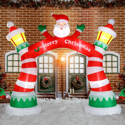US Local 8.9ft Christmas Arch, 7 LED Lights, Drawstring Pockets, Christmas Inflatable Arch