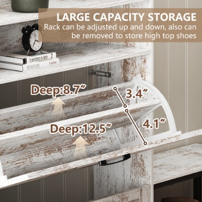 US Local Shoe Cabinet, Entry Home Shoe Cabinet, Entrance Balcony Storage Cabinet, Large Capacity Shoe Rack, White