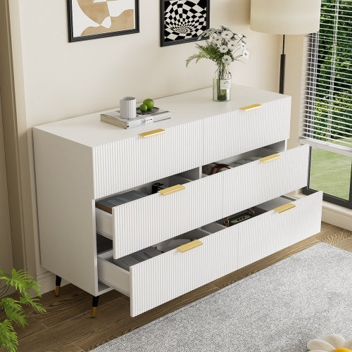 UK Local Elegant Sideboard With Modern Design, Chest Of Drawers And Plenty Of Storage Space, Golden Handles