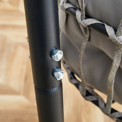 US Local GRHeavy-Duty Iron Hanging Chair With Wicker Weave   Single Person Swing For Indoor  Outdoor Gray