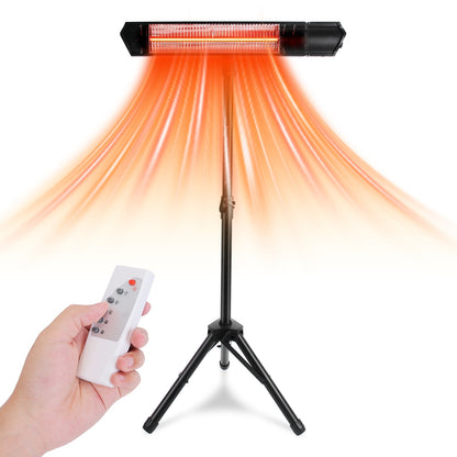 US Local 1500W Infrared Heater With Stand Electric Outdoor Patio Heater IP65 Waterproof Tripod Wall Mount With 2 Remotes 3 Heating Levels For Home Restaurant Yard Office Garage