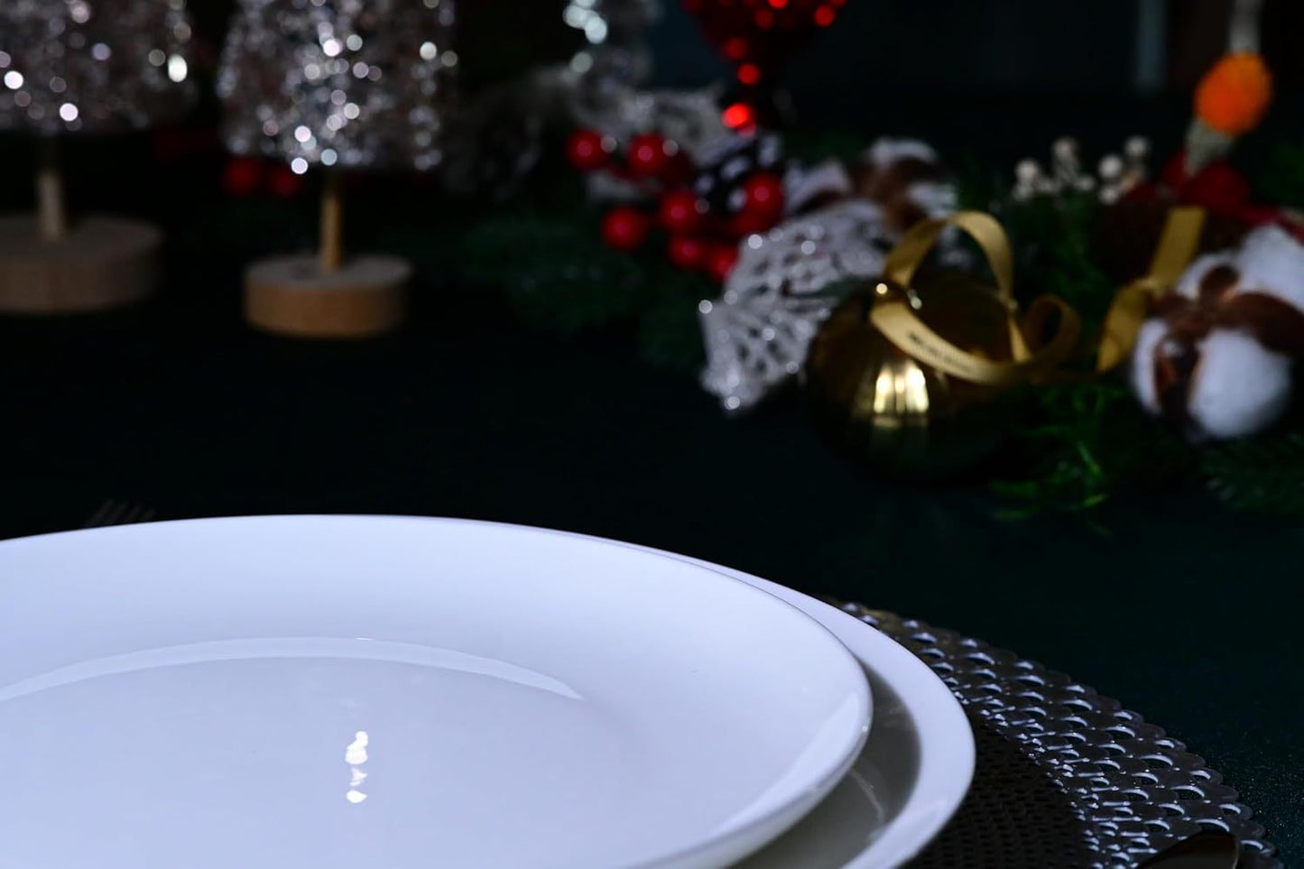 US Local Jasmine Bone China Dinnerware Set, 16 Pieces, Service For 4, White Plates, Dishes, Bowls Set, Microwave And Dishwasher Safe