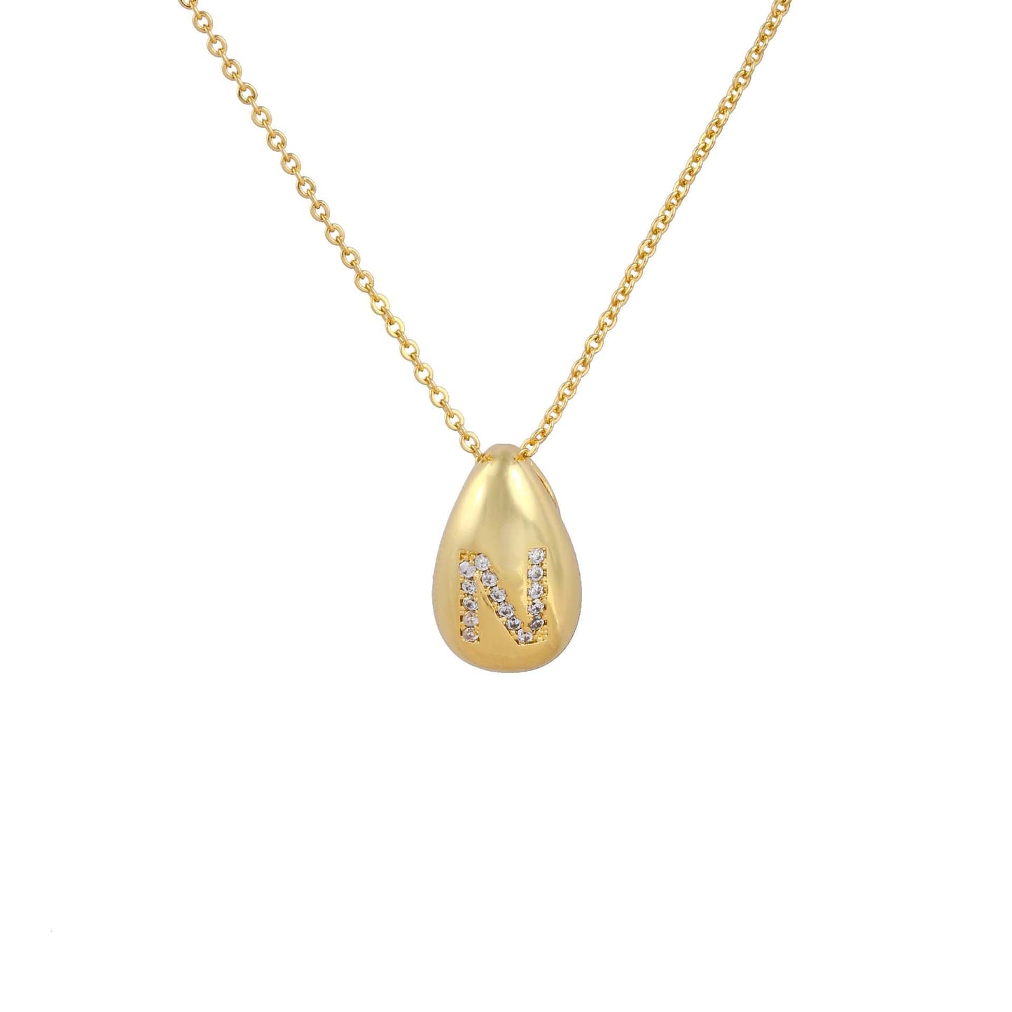 Glossy Water Drop 26 English Letter Pendant Copper-plated Gold Simple Pendant Female